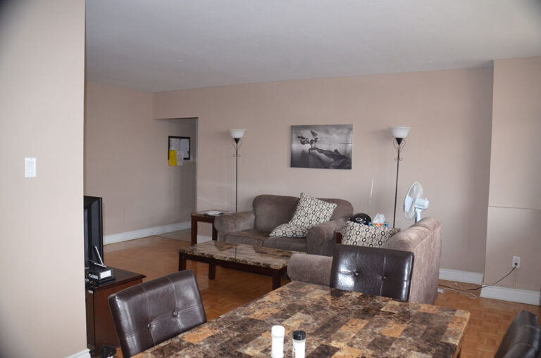 Living room in three bedroom apartment near Keele & Wilson - Humber River Apartments