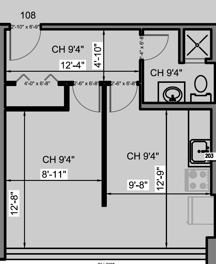 Floorplan of bachelor apartment at Humber River Apartments near Keele & Wilson