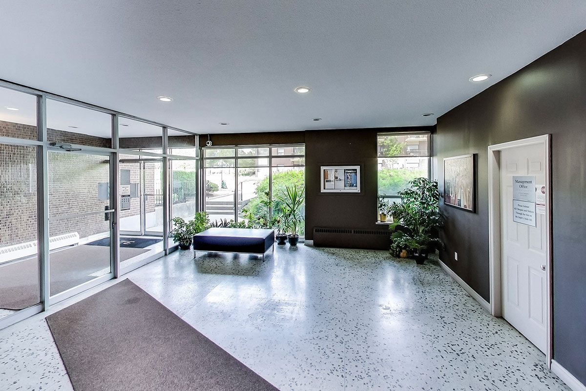 The lobby of The Park Mills, an apartment building in North York